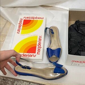 Clear Blue Women's vintage California Sandals 5.5 slingbacks